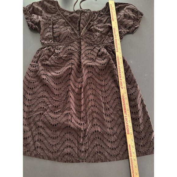 La Blanca Swim Cover Up Babydoll Brown Eyelet Drawstring Waist Beach Resort M/L‎ - Picture 10 of 11